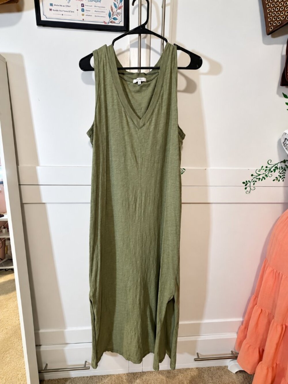 🌿 Z Supply Palisades Midi Dress – Avocado | Size Large